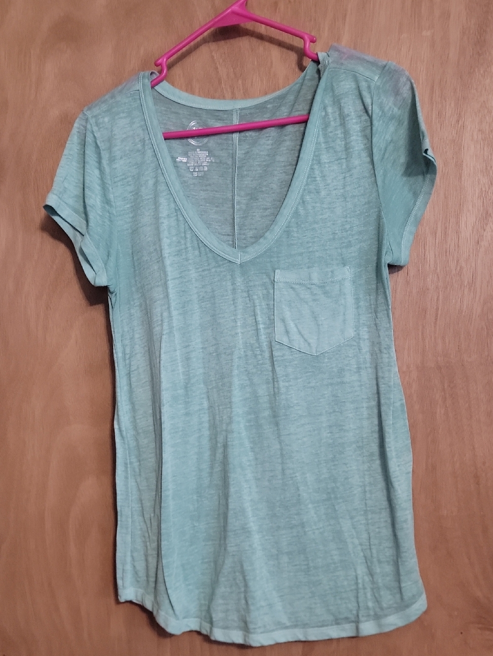 Light Green V-Neck Pocket Tee - Women